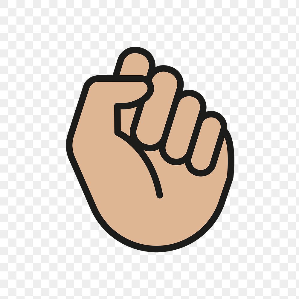 White fist icon png, human right symbol flat design illustration