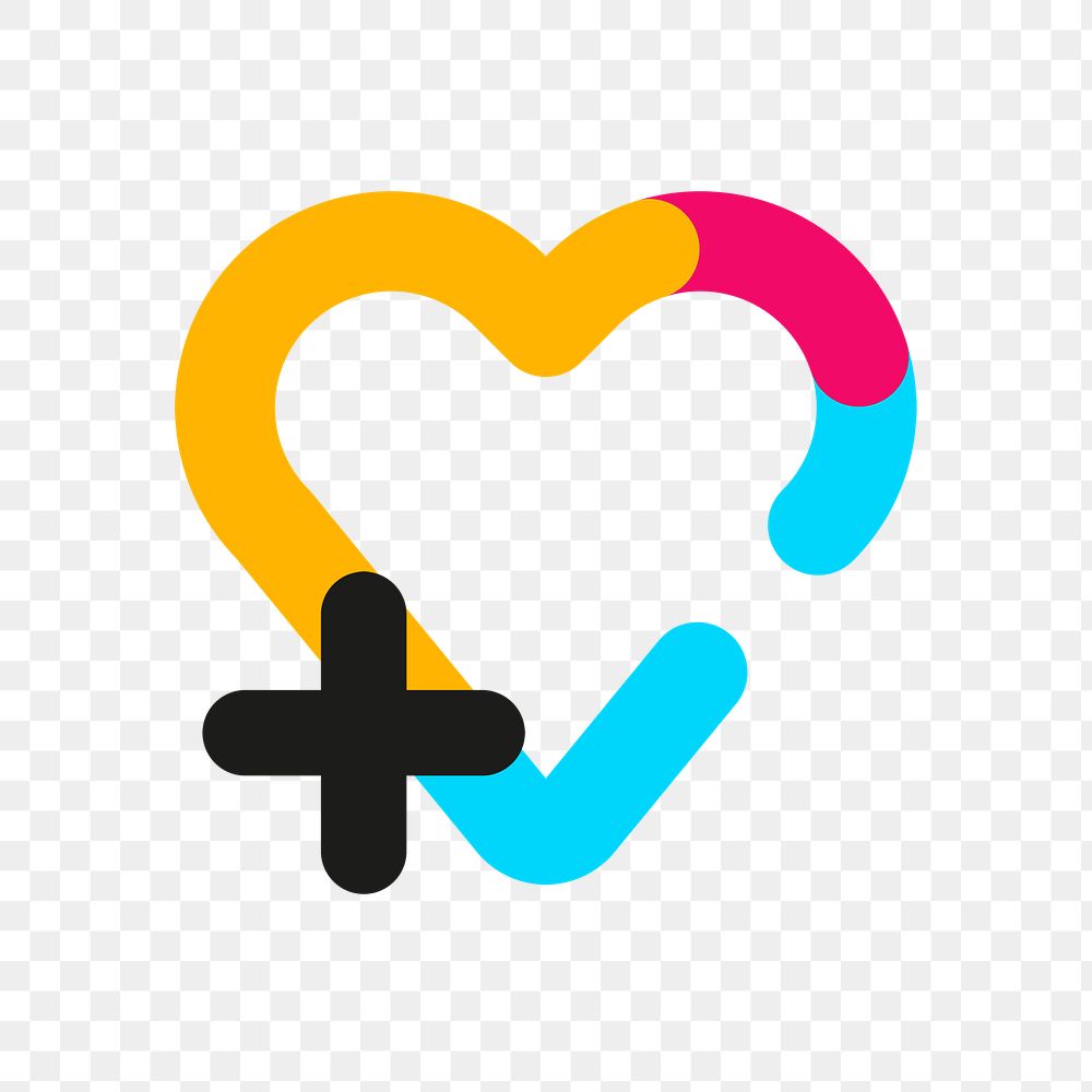 Heart icon png, healthcare symbol flat design illustration