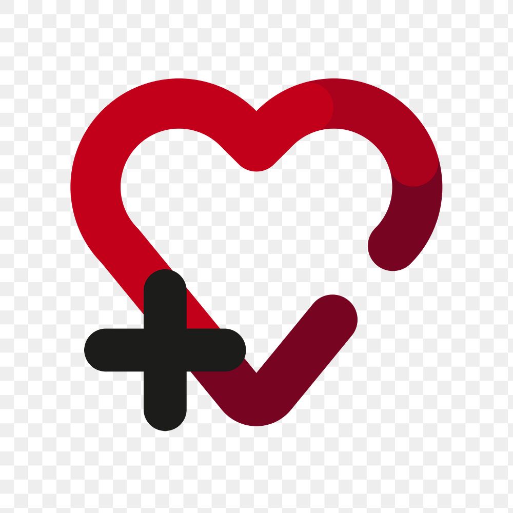 Heart icon png, healthcare symbol flat design illustration