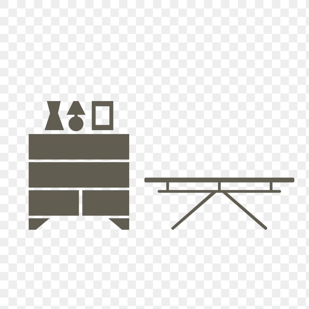 Furniture icon png, home decor symbol flat design illustration