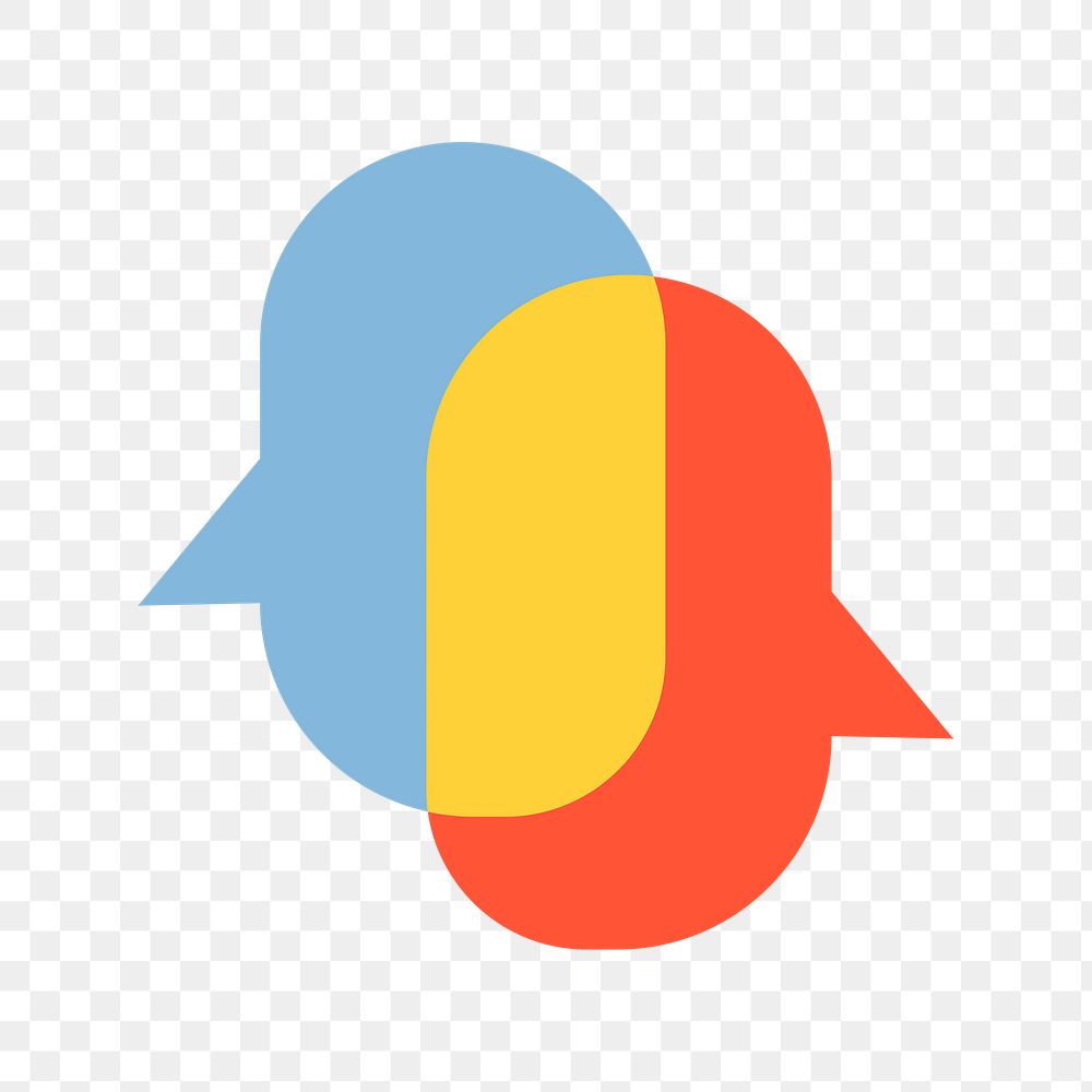 Speech bubble icon png, communication symbol flat design illustration