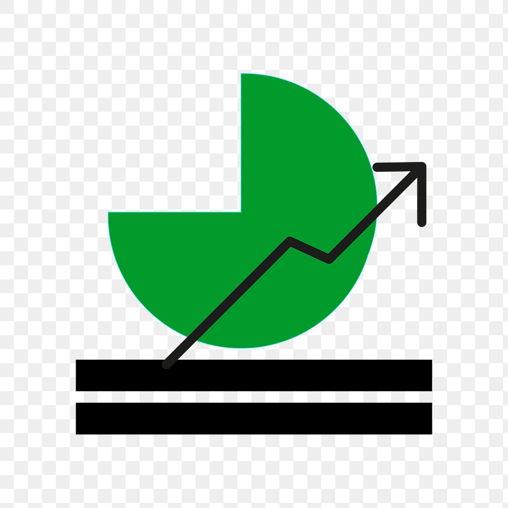 Pie chart icon png, financial graph symbol flat design illustration