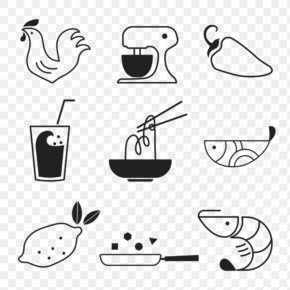 Food logo icon png flat design illustration set