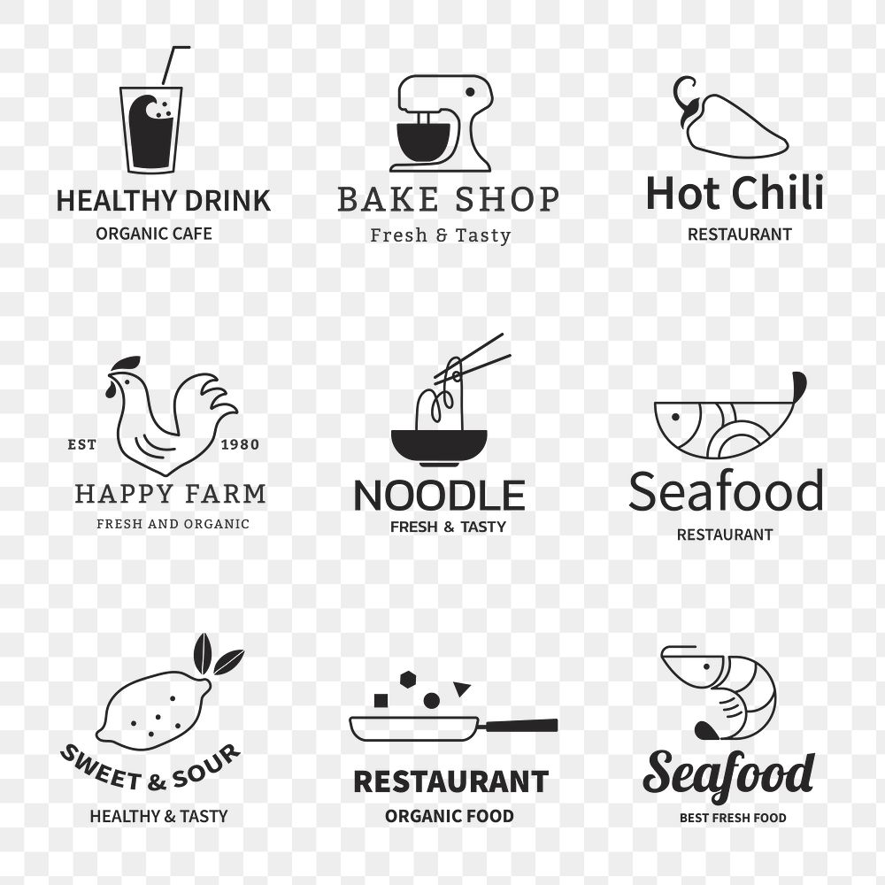 Food business logo png, branding design set