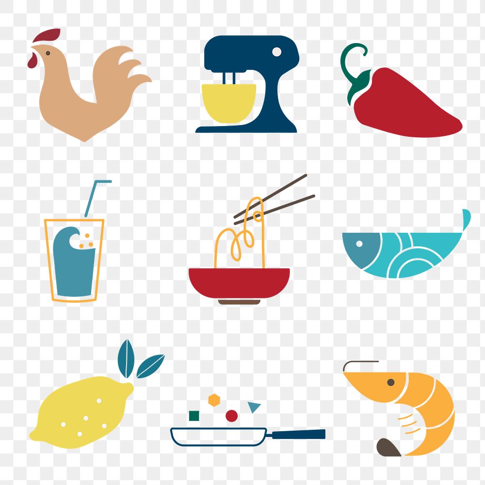 Food logo icon png flat design illustration set