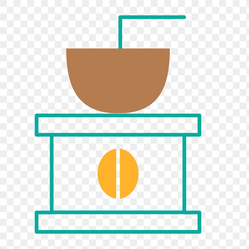 Coffee logo png, food icon flat design illustration, manual coffee grinder