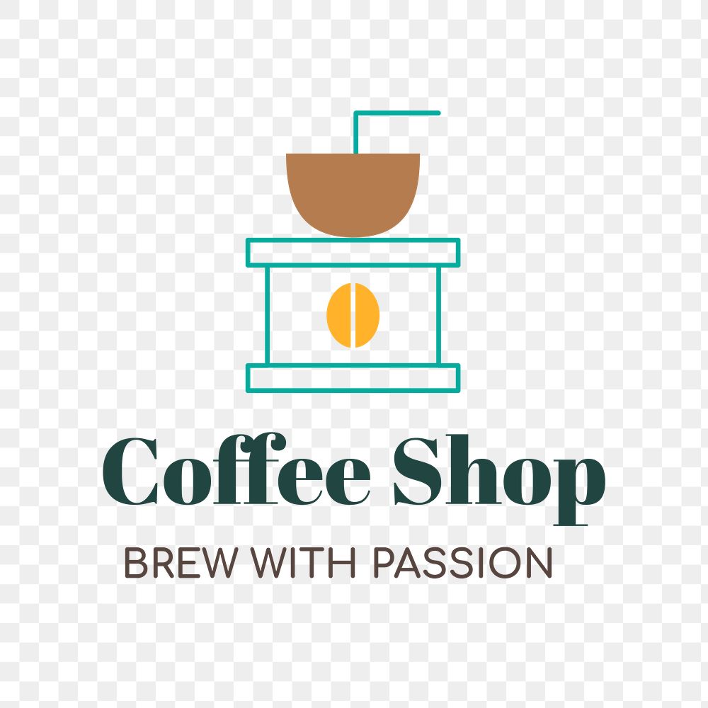 Coffee shop logo png, food business branding design, brew with passion text