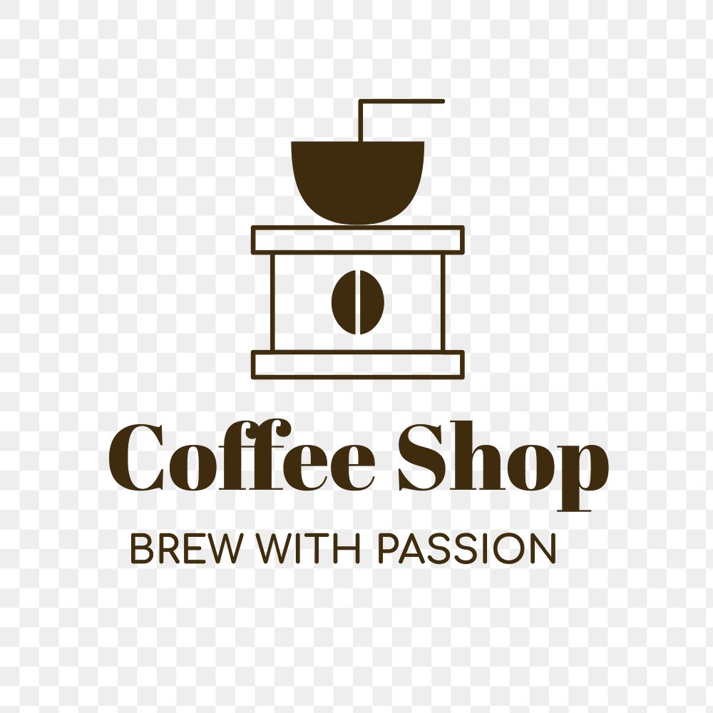 Coffee shop logo png, food business branding design, brew with passion text