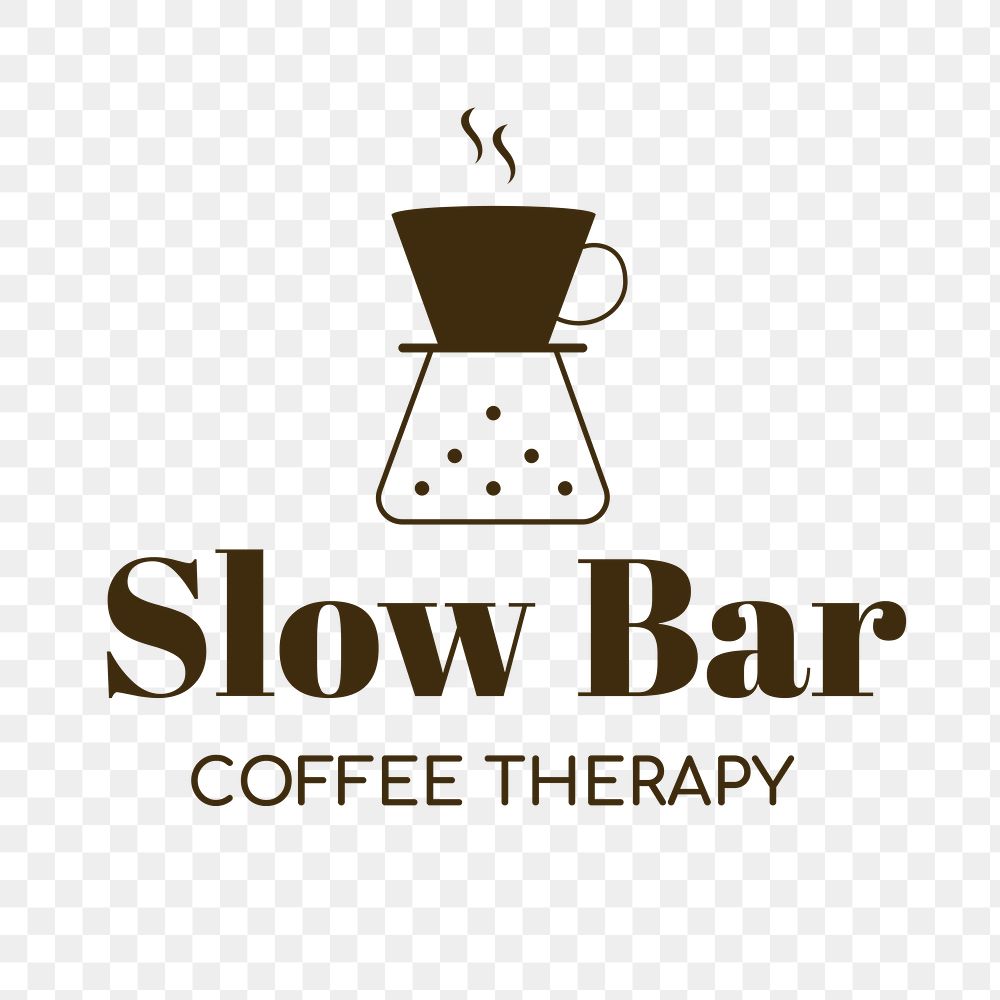 Coffee shop logo png, food business branding design, slow bar coffee therapy text