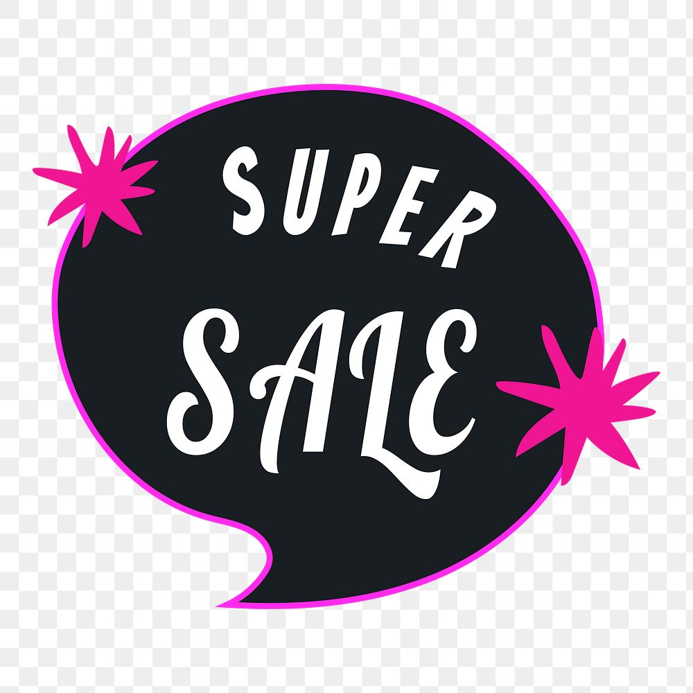 Super sale png sticker, doodle speech bubble shopping clipart