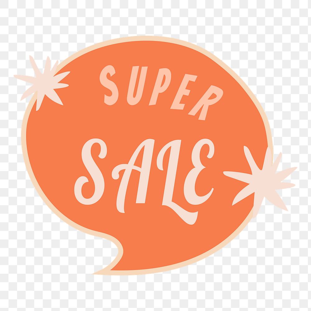 Super sale png sticker, doodle speech bubble shopping clipart