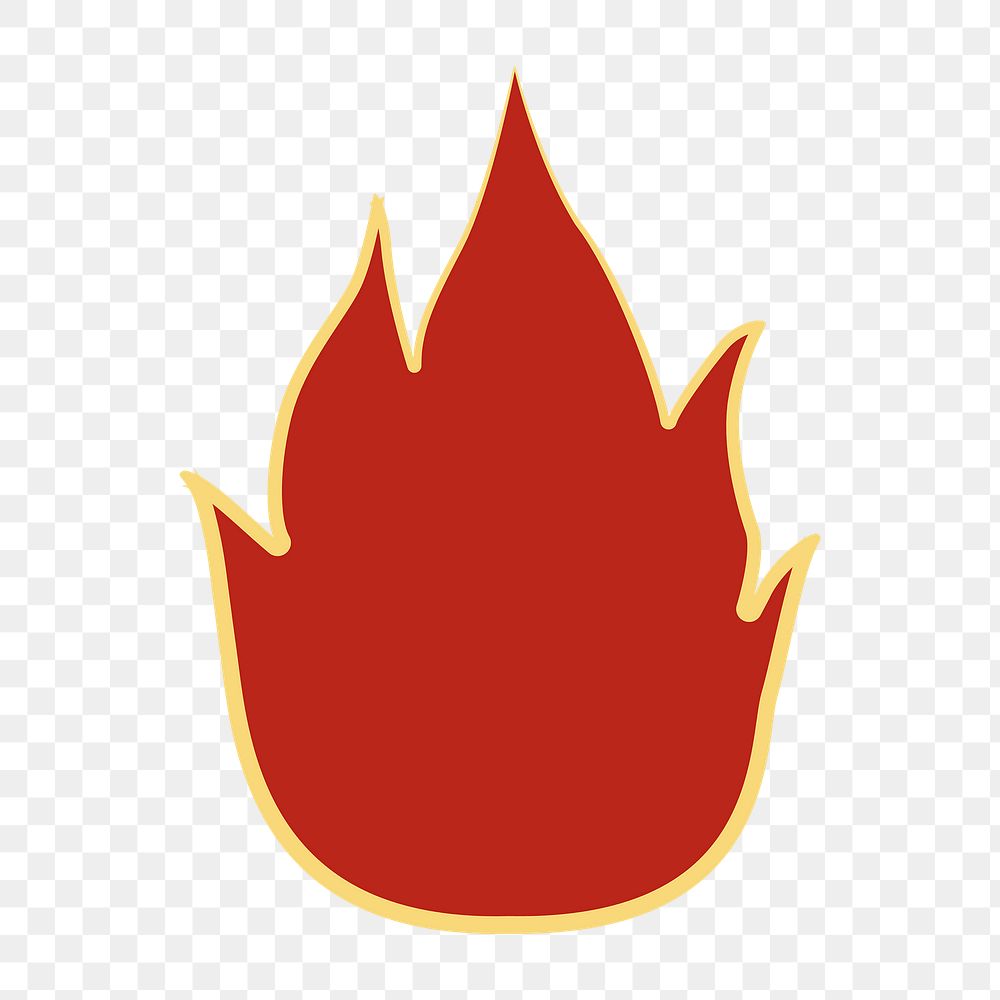 Fire png sticker, red doodle clipart