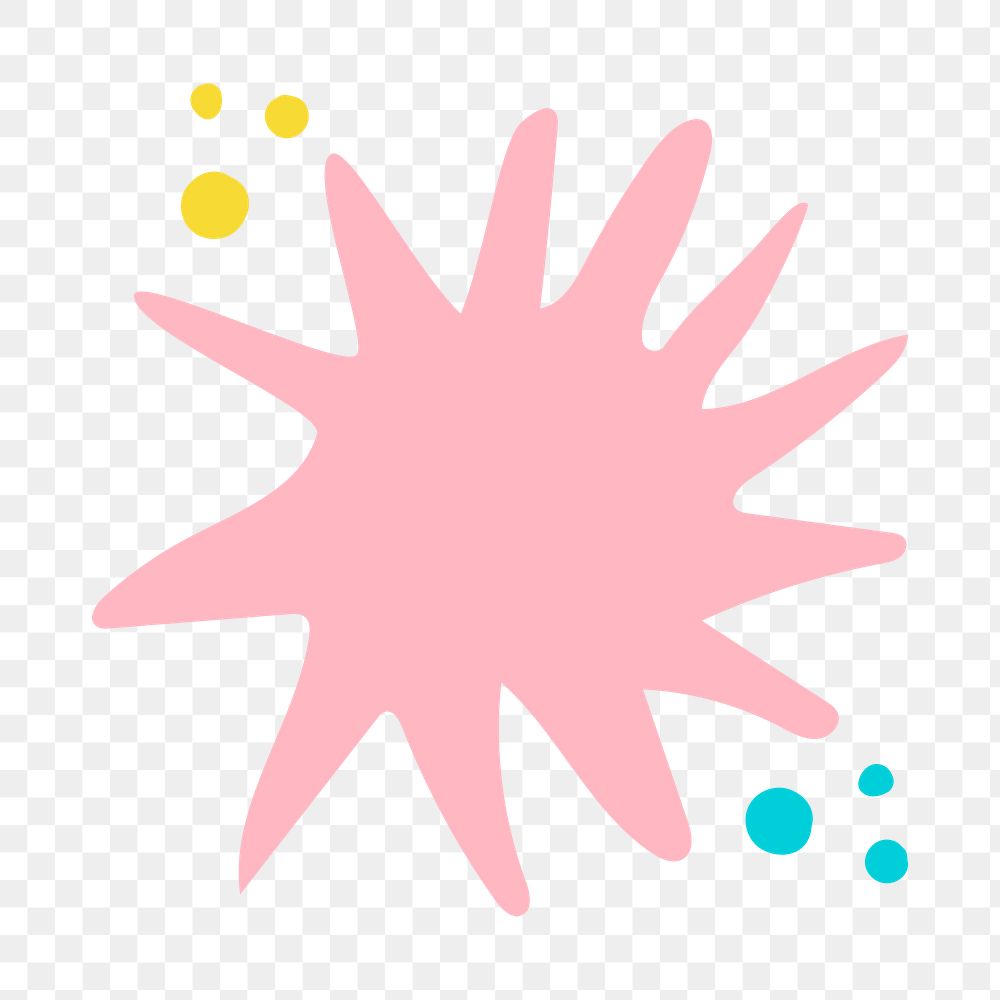 Starburst badge png sticker, doodle pink blank clipart