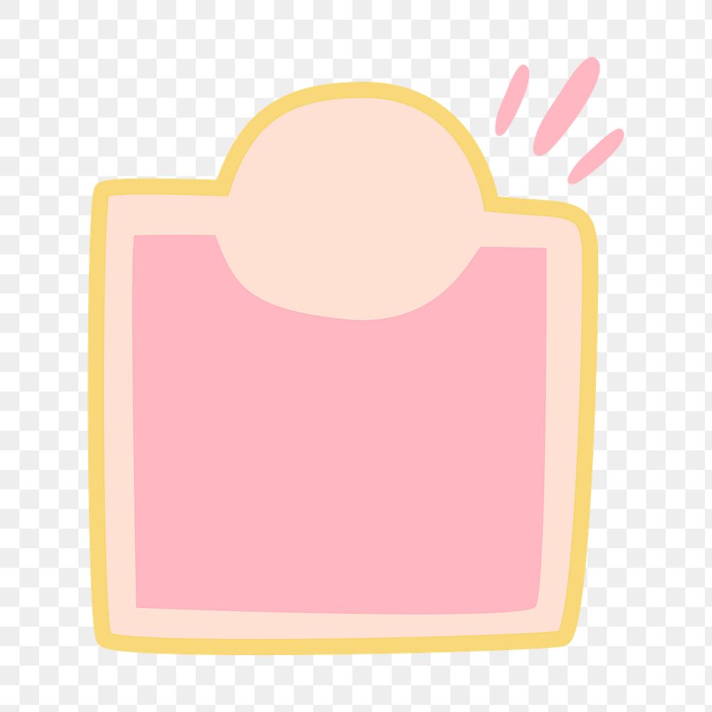 Square badge png sticker, doodle pink blank clipart