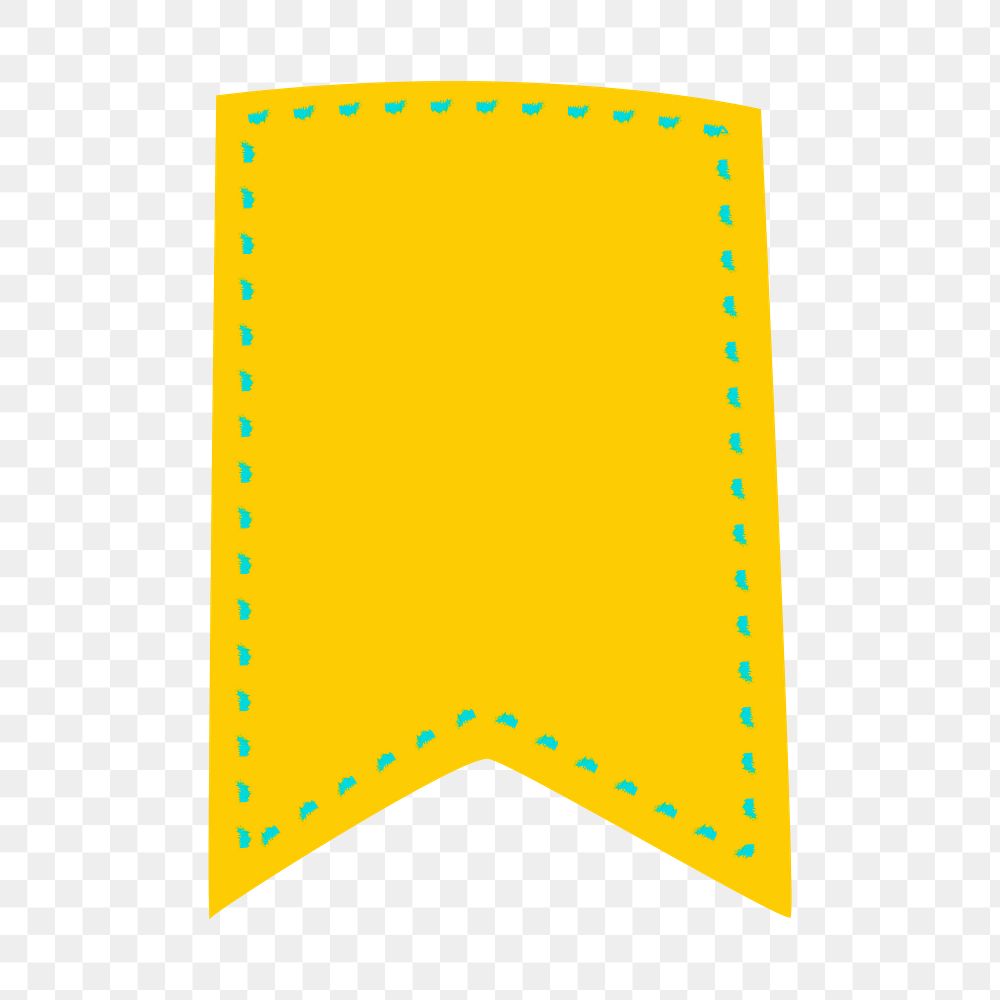 Flag banner png sticker, doodle yellow blank clipart