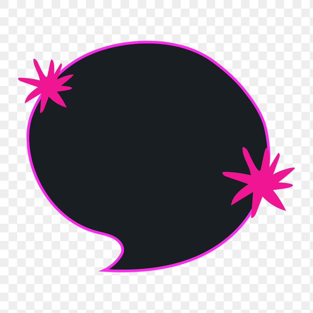 Speech bubble png sticker, cute doodle black clipart