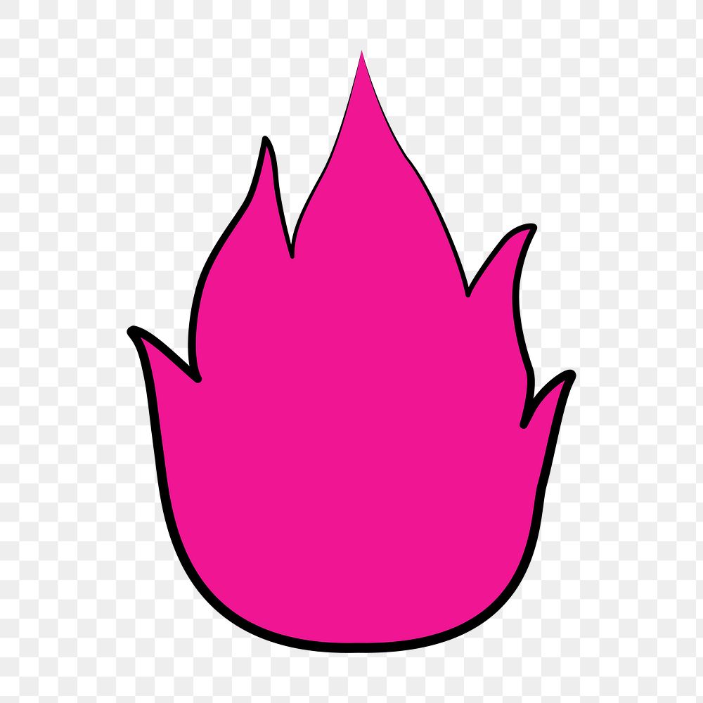 Fire png sticker, pink doodle clipart