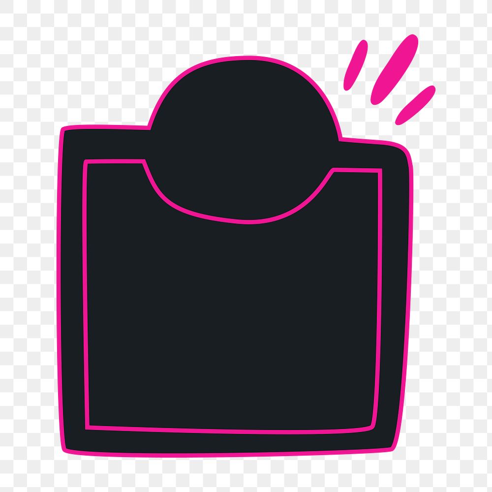 Square badge png sticker, doodle black blank clipart