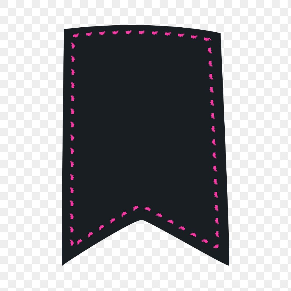 Flag banner png sticker, doodle black blank clipart