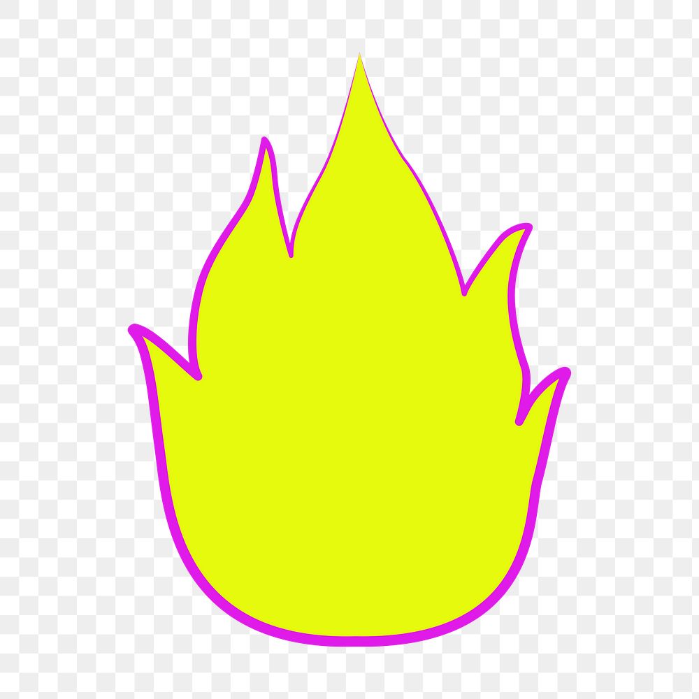 Flame png sticker, yellow hand drawn clipart