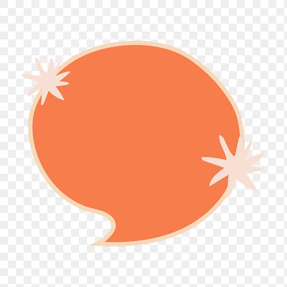 Speech bubble png sticker, cute doodle orange clipart