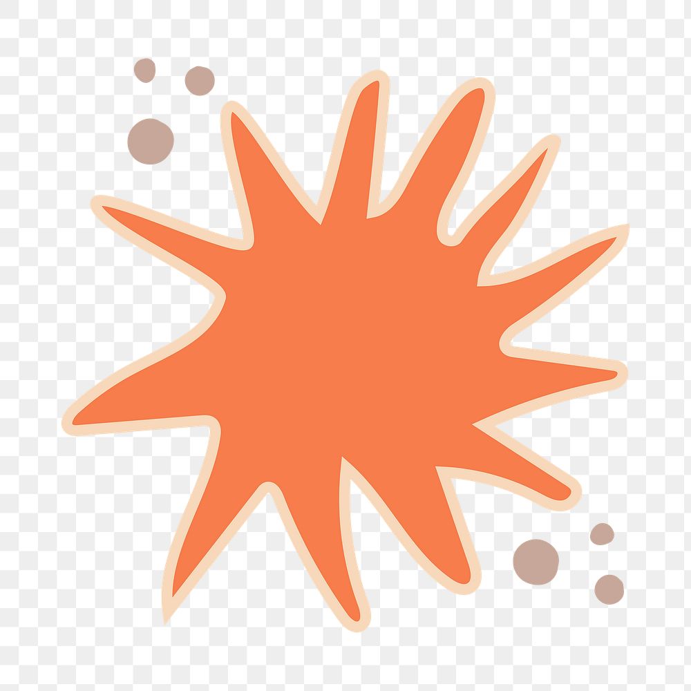 Starburst badge png sticker, doodle orange blank clipart