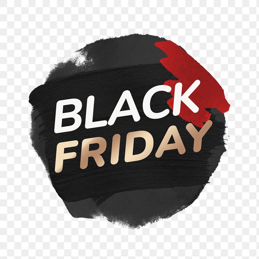 Black Friday png badge sticker, abstract brush stroke, shopping clipart