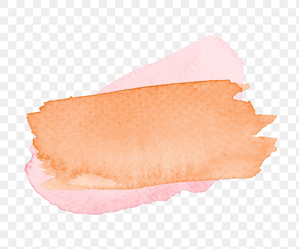 Brush stroke png badge sticker, orange watercolor texture, feminine transparent design