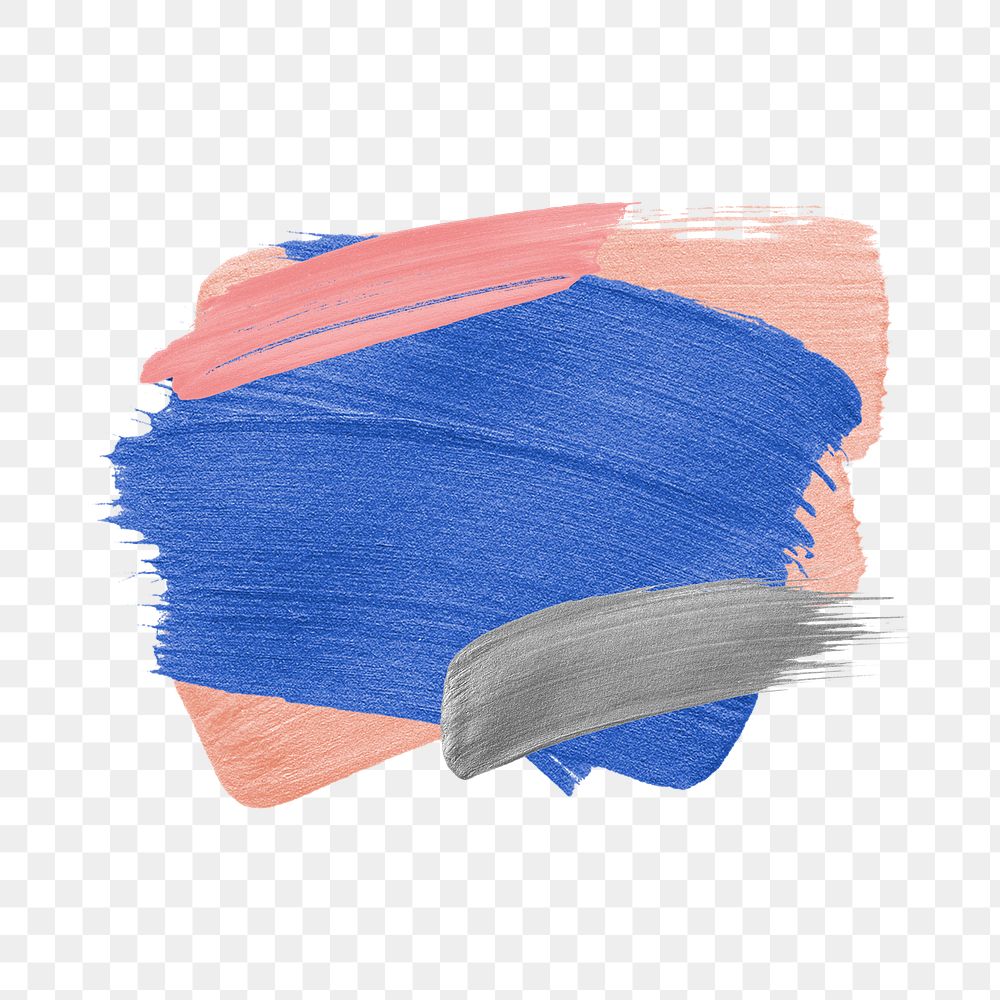 Watercolor badge png sticker, feminine blue brush stroke texture