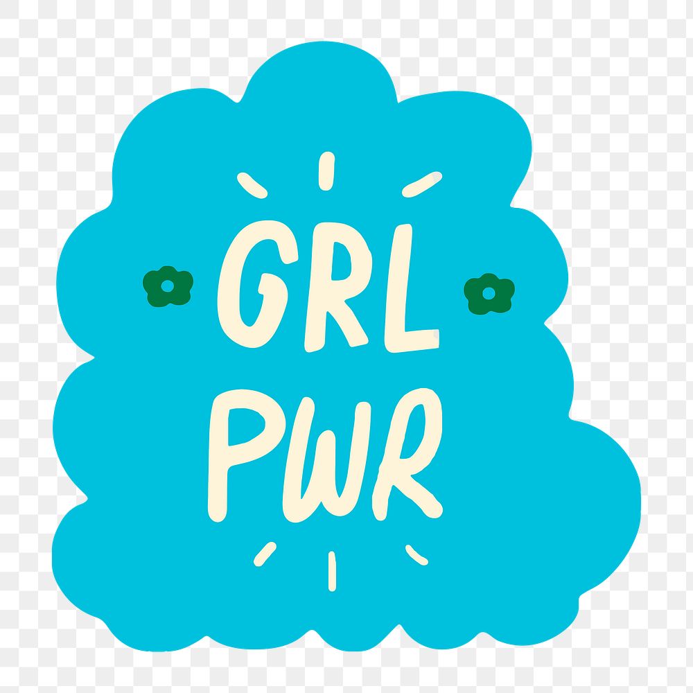 Girl power png sticker collage in blue