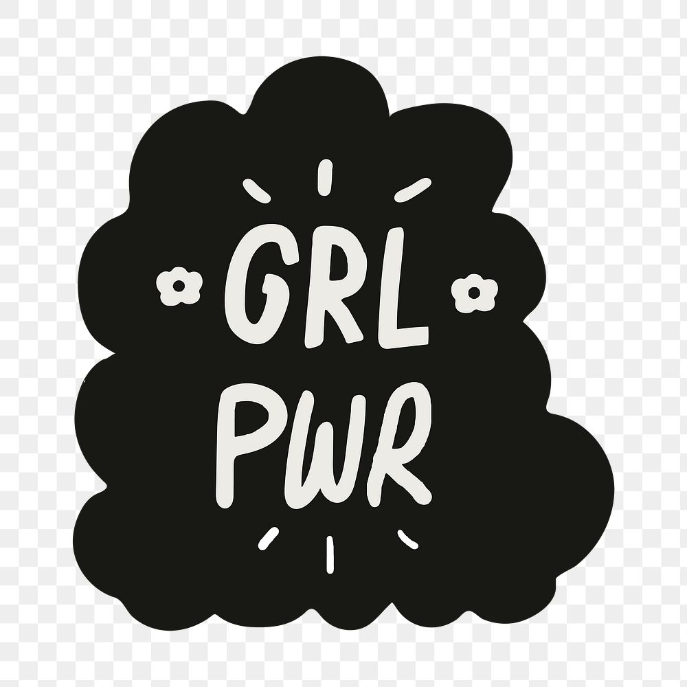 Girl power png sticker collage in black speech bubble