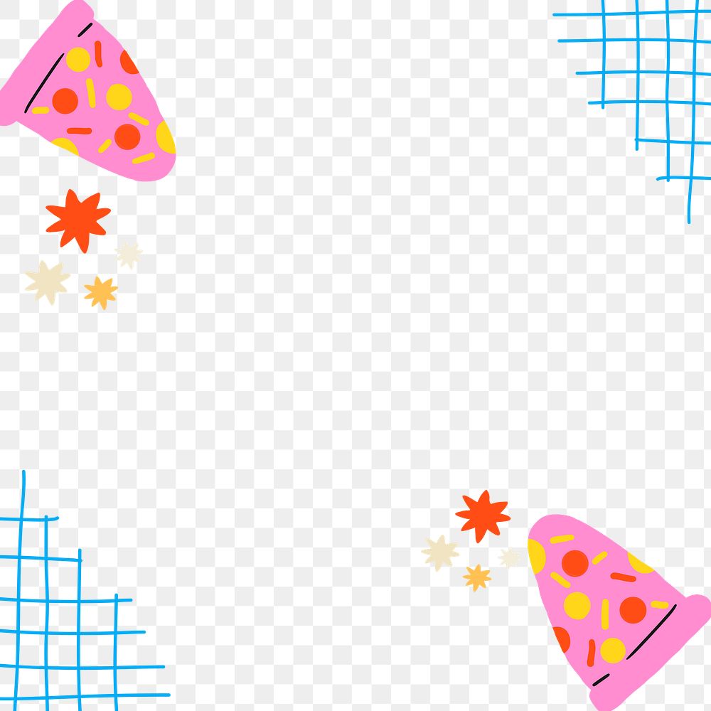 Pink pizza frame png border transparent background 