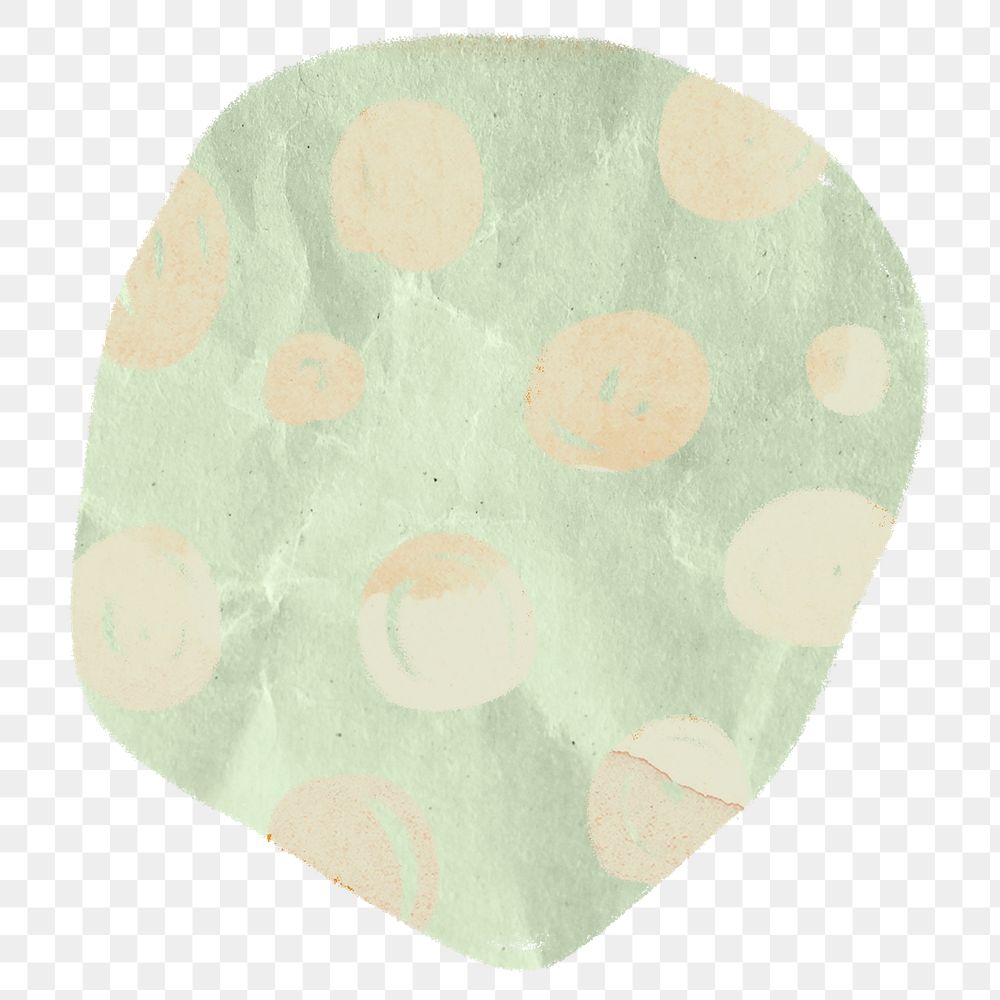 Polka dot shape png sticker, cute green paper texture doodle clipart