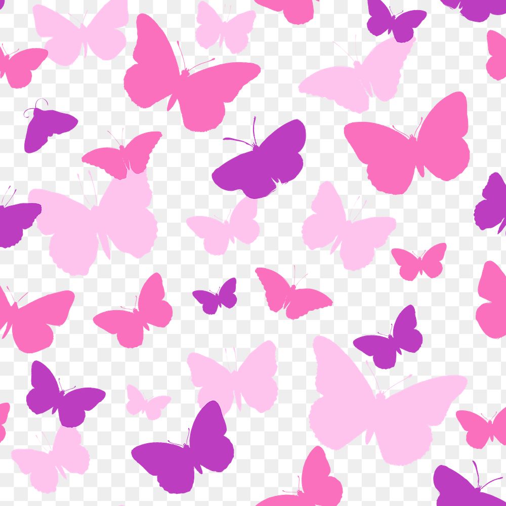 Pink monotone png butterfly pattern, transparent background