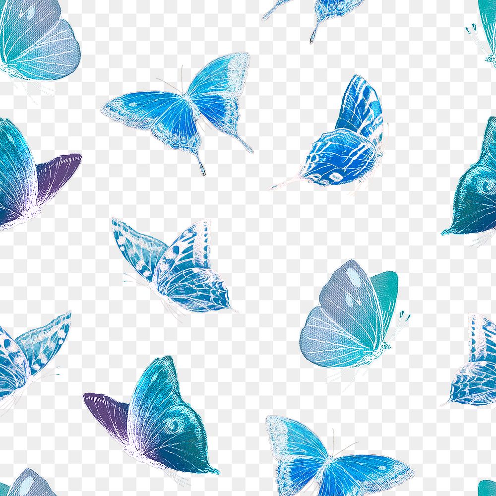 Neon butterfly png pattern, transparent background