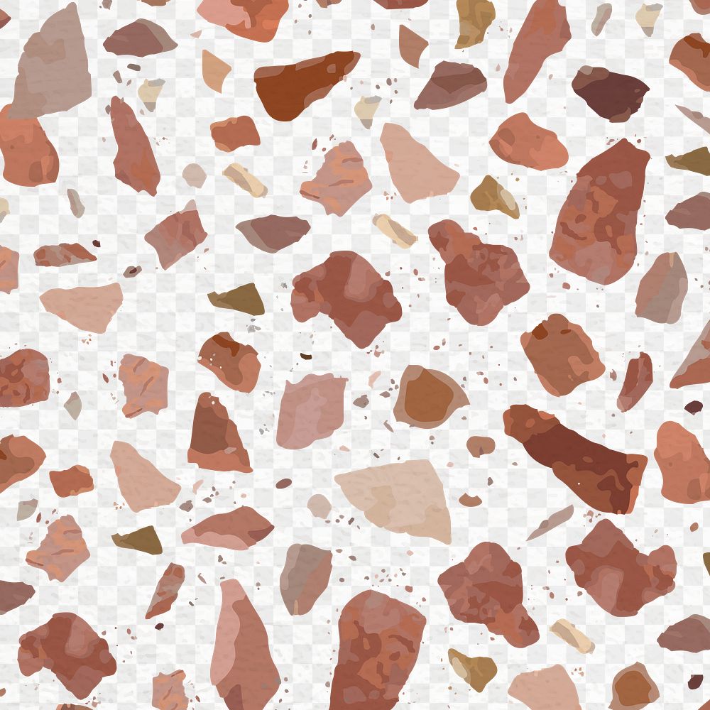 Terrazzo pattern png, aesthetic transparent background, abstract brown design