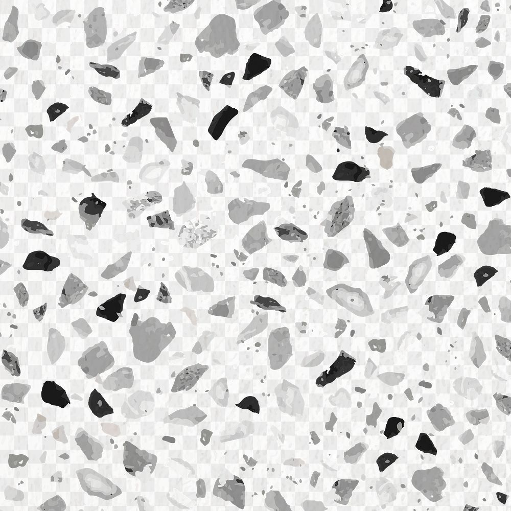 Gray Terrazzo pattern png, transparent background, abstract design