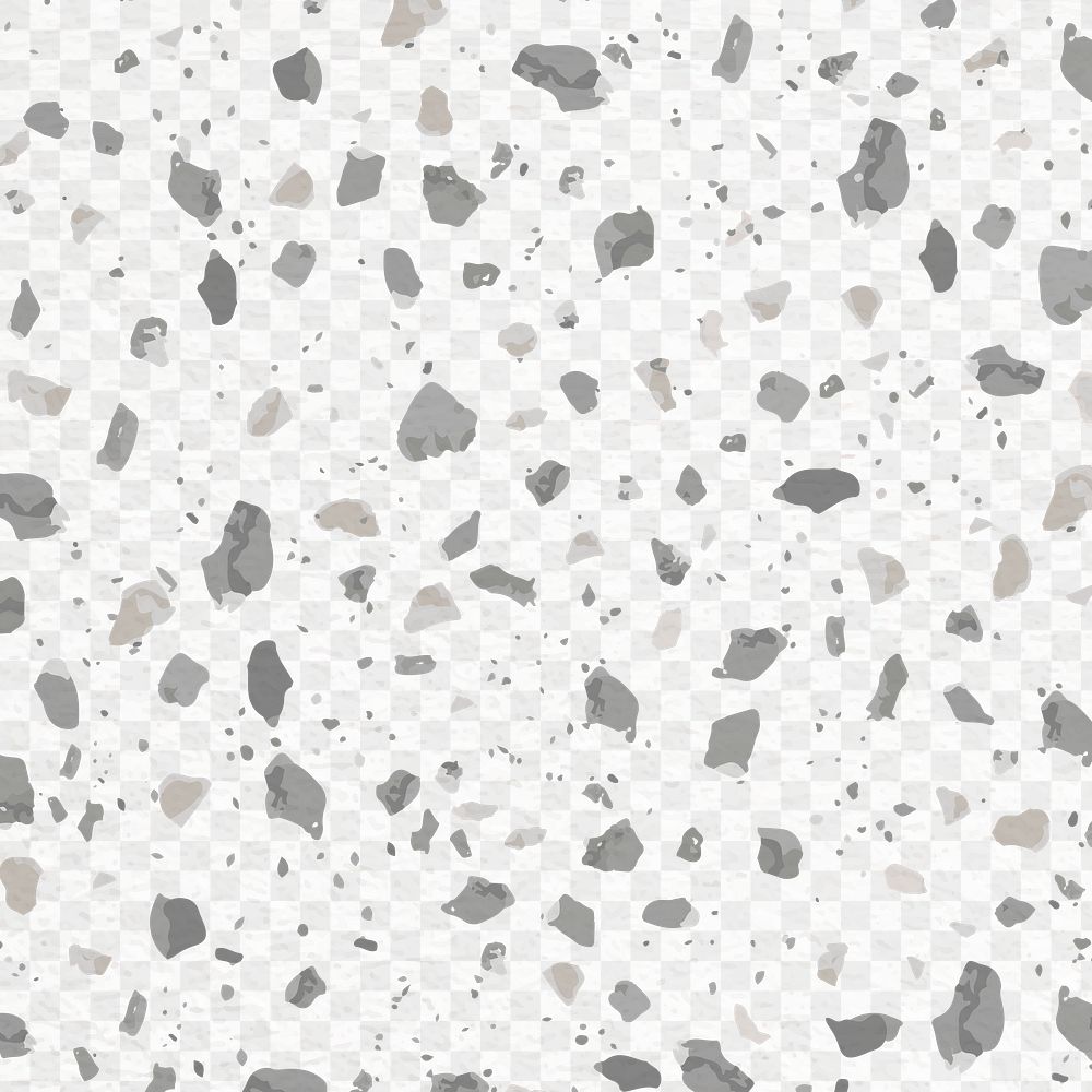 Terrazzo pattern png, aesthetic transparent background, abstract gray design