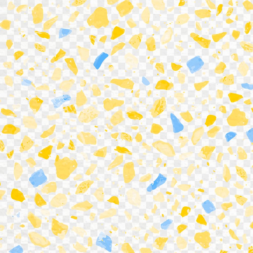 Terrazzo pattern png, aesthetic transparent background, abstract yellow design