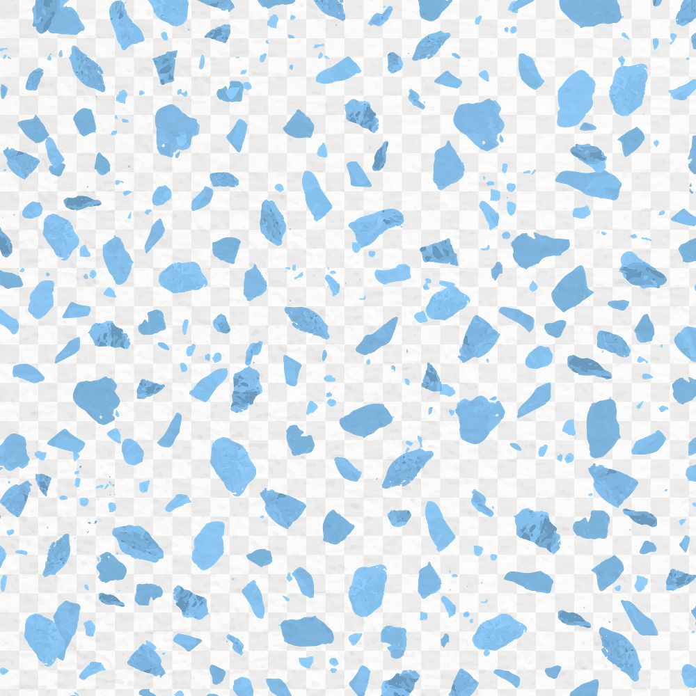 Terrazzo pattern png, aesthetic transparent background, abstract blue design