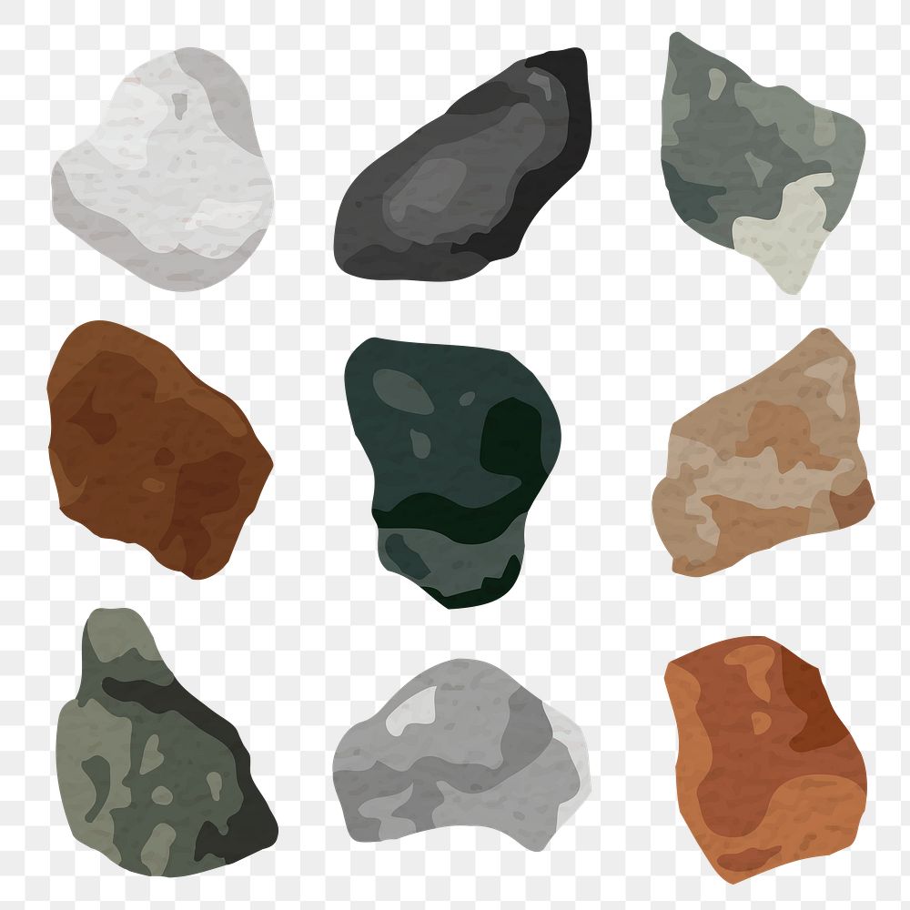 Stone shape png, sticker set