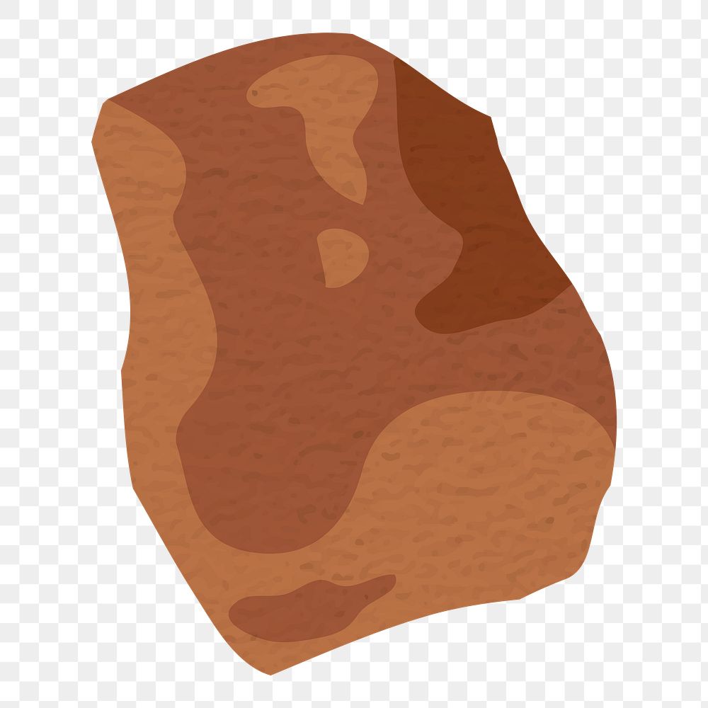 Png stone shape sticker, brown abstract design element