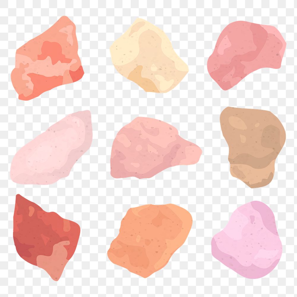 Stone shape png, pastel sticker set