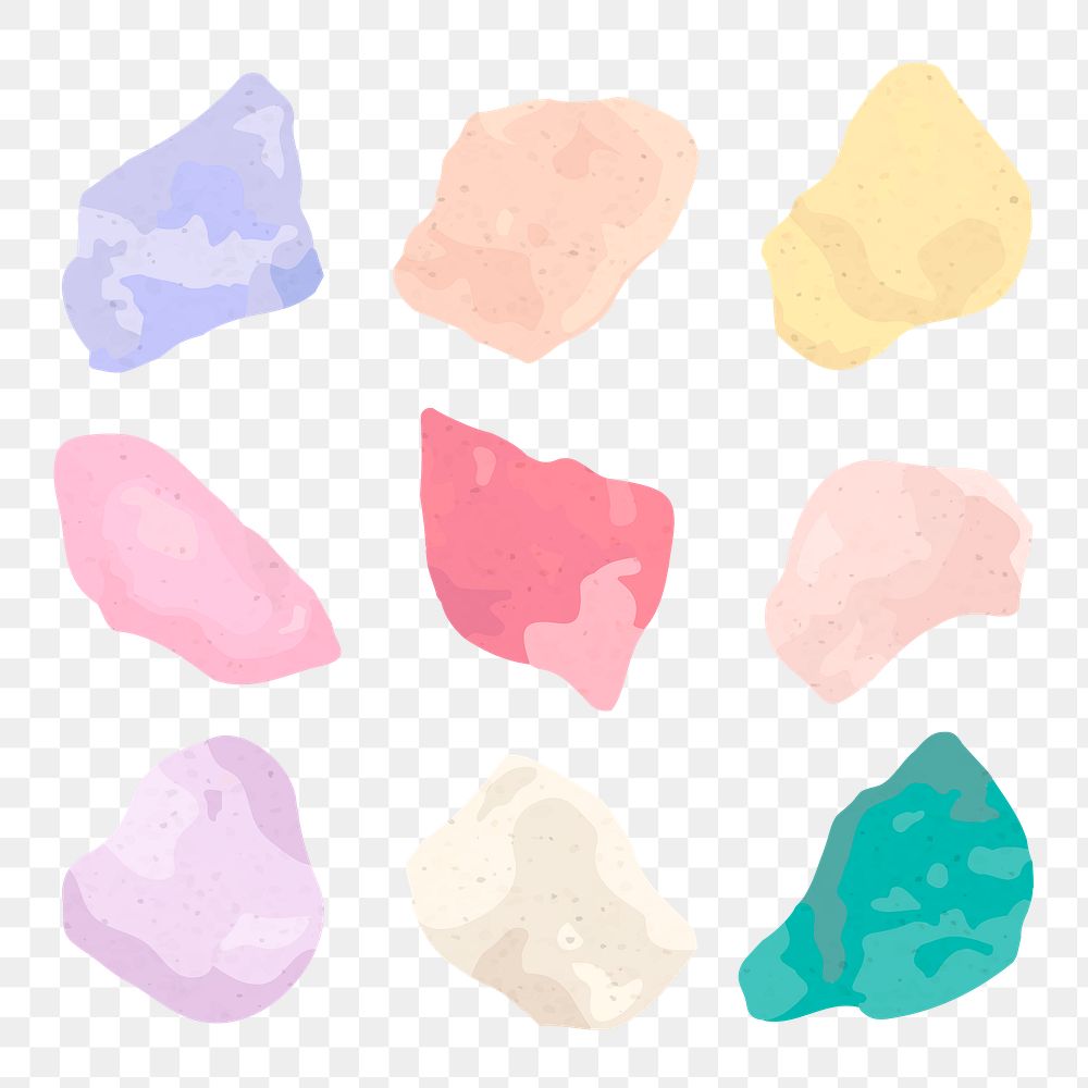 Stone shape png, pastel sticker set