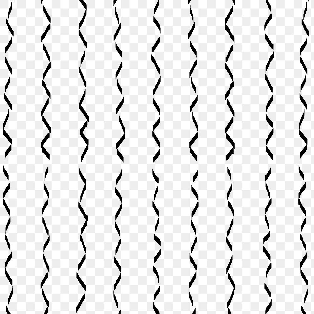 Wavy doodle pattern png, transparent background, black simple design