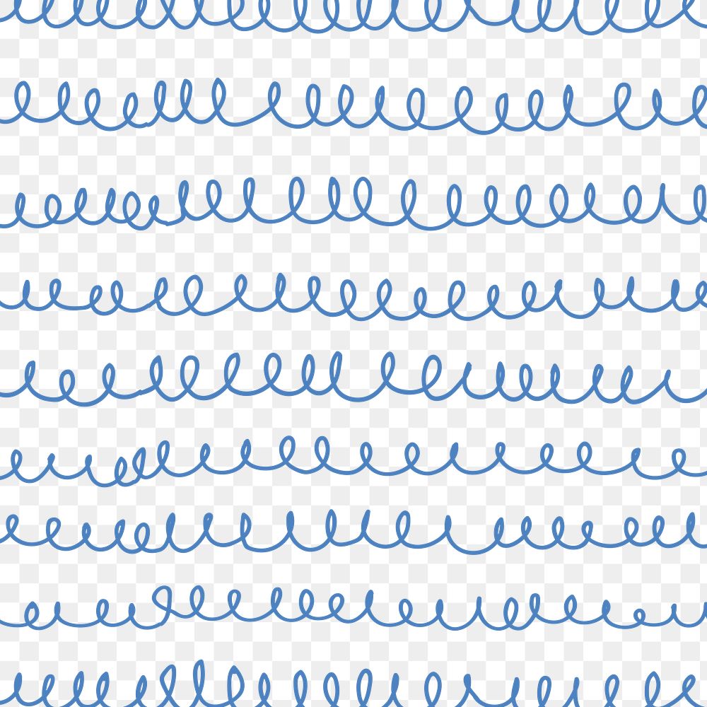 Spiral doodle pattern png, transparent background, blue simple design