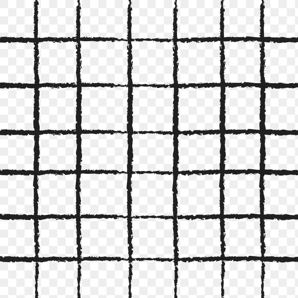 Grid pattern png, transparent background, black doodle design