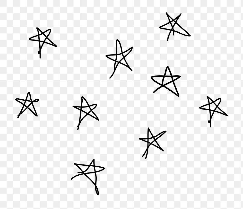 Stars png doodle sticker, ink element