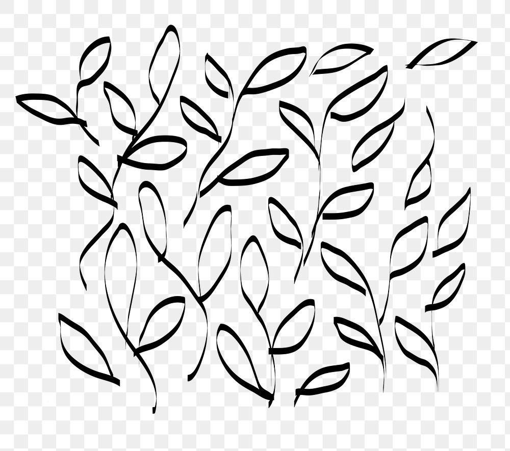 Leaves png doodle sticker, ink element