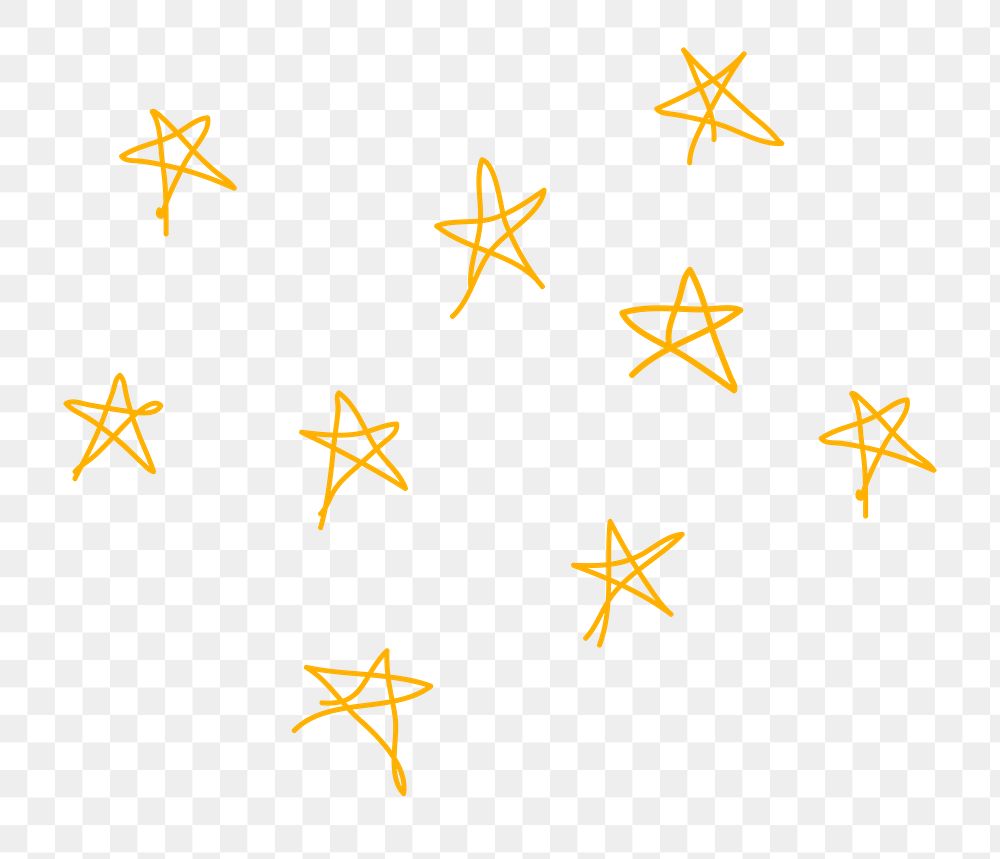 Yellow stars png doodle sticker, cute element